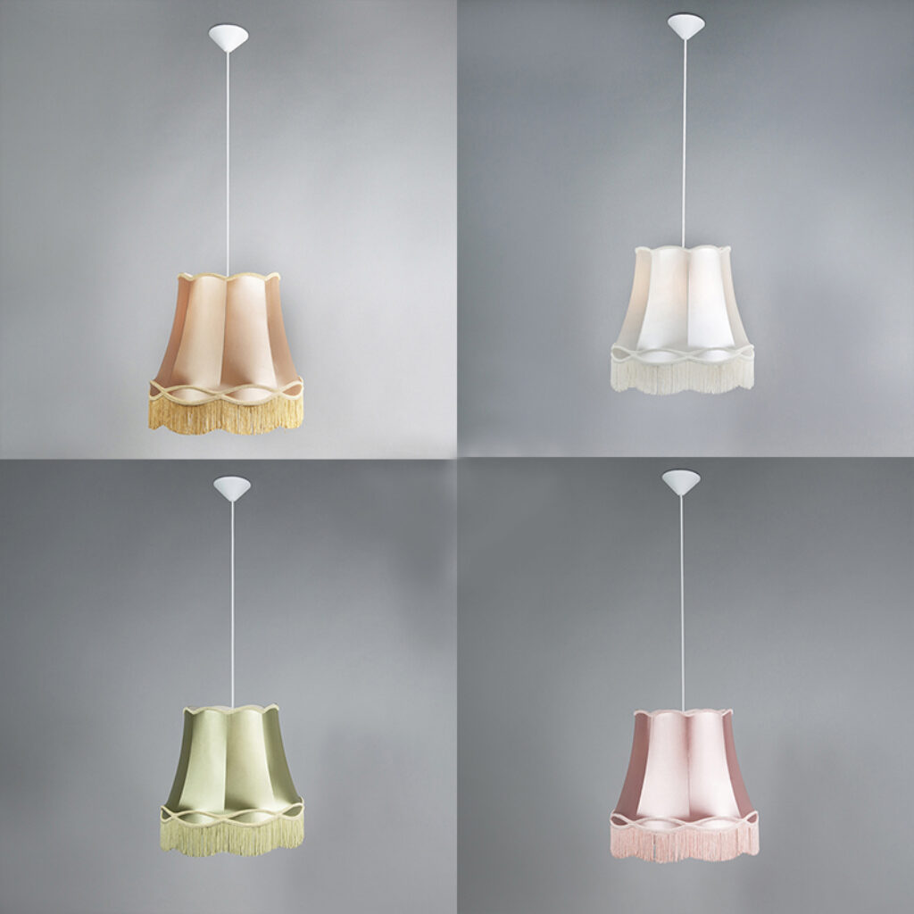 hanglampen Set van 4 retro gekleurd 45 cm Granny KunststofStof Multicolor Authentiek in een nieuw jasje. Deze prachtige hanglamp heeft het ontwerp de oude