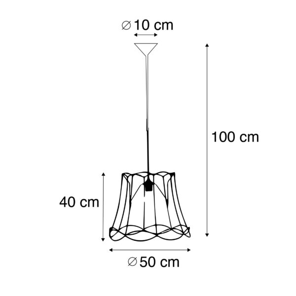 Set van 2 retro hanglampen zwart 50 cm - Granny Frame - Afbeelding 3