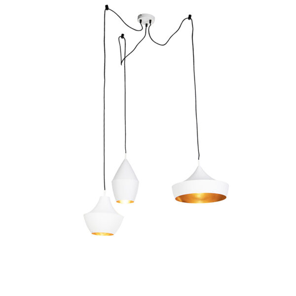hanglampen Set van 3 Scandinavische wit met goud Depeche Aluminium Wit Deze is een super leuke De geometrische witte kappen de lamp worden afgewerkt gouden