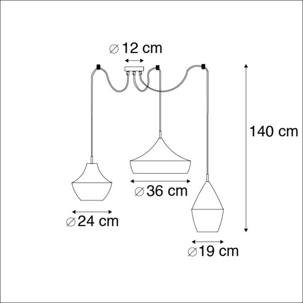 Set van 3 smart hanglampen zwart met goud incl. Wifi A60 - Depeche - Afbeelding 3