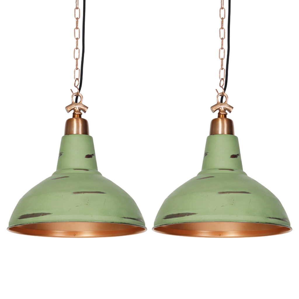 hanglampen Set van 2 vintage koper Goliath large Metaal Groen go met onze large. De sprankelende verweerd koperen kleur en het stoere ophangsysteem maken een