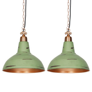 hanglampen Set van 2 vintage koper Goliath large Metaal Groen go met onze large. De sprankelende verweerd koperen kleur en het stoere ophangsysteem maken een