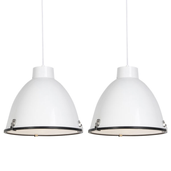 hanglampen Set van 2 wit 38 cm dimbaar Anteros AluminiumGlas Wit Een musthave die niet mag ontbreken in jouw inrichting is deze stoere hanglamp Anteros. Met