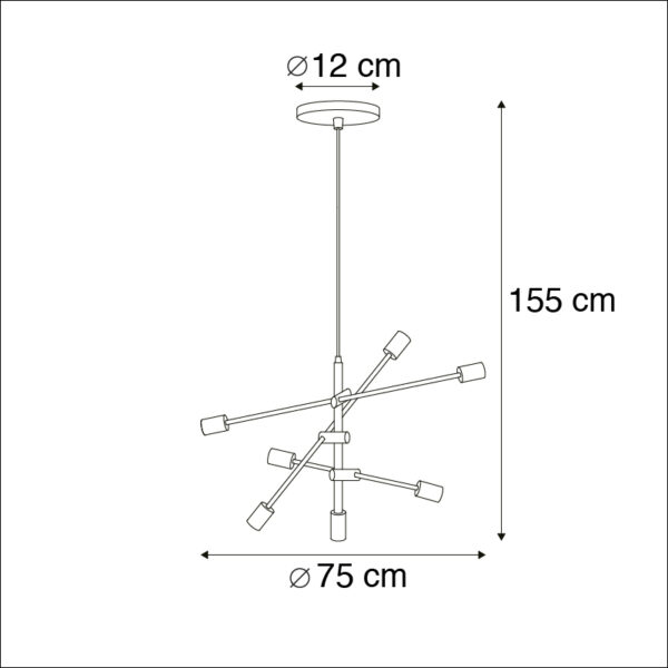 Smart hanglamp mat messing 6-lichts incl. Wifi G95 - Sydney - Afbeelding 3