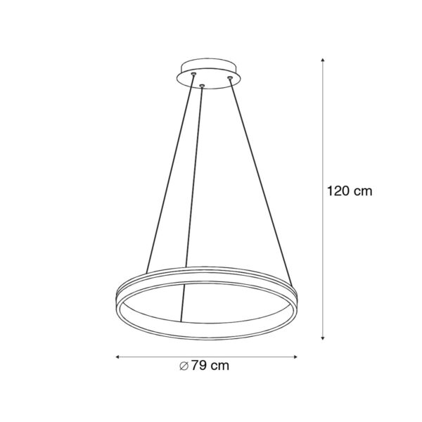 Smart hanglamp staal 79 cm met afstandsbediening - Ronith - Afbeelding 3