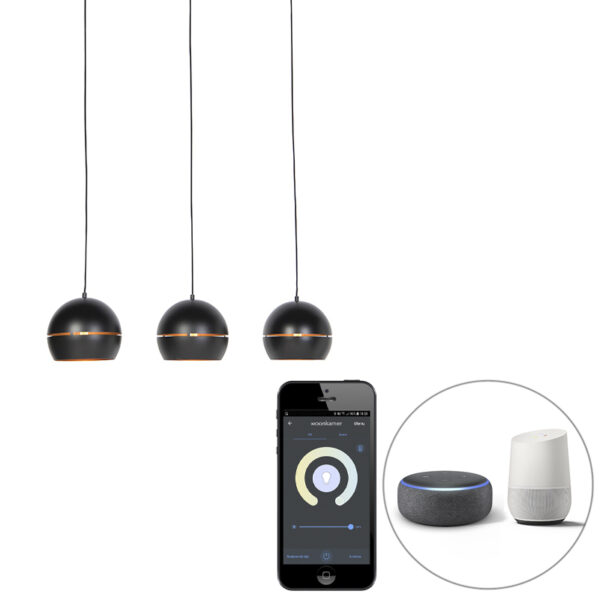hanglampen Smart hanglamp zwart met gouden binnenkant incl. Wifi ST64 Buell Staal Zwart Wauw wat een Deze past perfect in eenindustrieelinterieur. De lamp is
