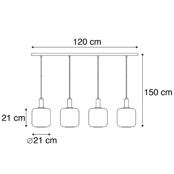 Smart hanglamp zwart met smoke glas 4-lichts incl. Wifi A60 - Zuzanna - Afbeelding 3