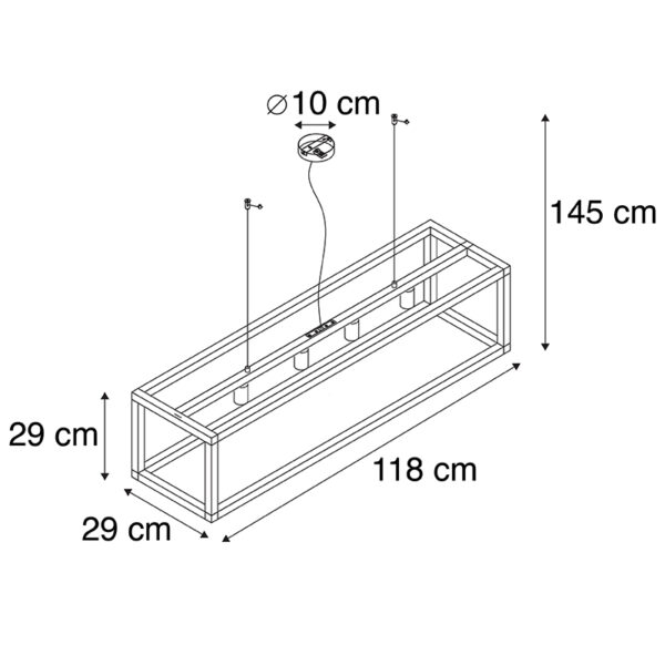 Smart hanglamp zwart 4-lichts incl. Wifi G95 - Big Cage 2 - Afbeelding 3