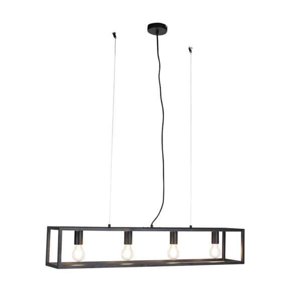 Smart industriële hanglamp zwart incl. 4 WiFi A60 - Cage 4 - Afbeelding 2