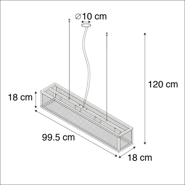 Smart industriële hanglamp zwart incl. 4 WiFi A60 - Cage Wire - Afbeelding 3