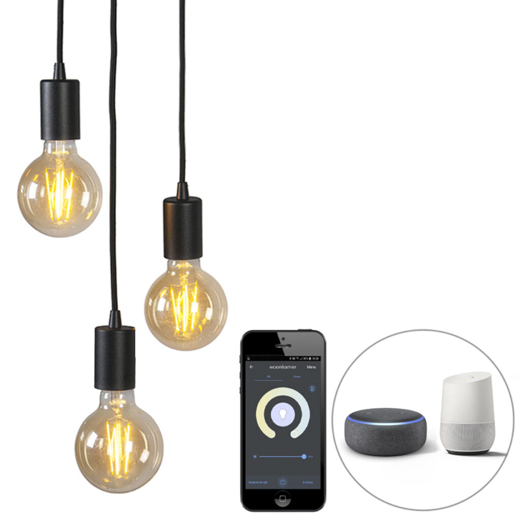 hanglampen Smart hanglamp zwart incl. Wifi G95 Facil Zwart