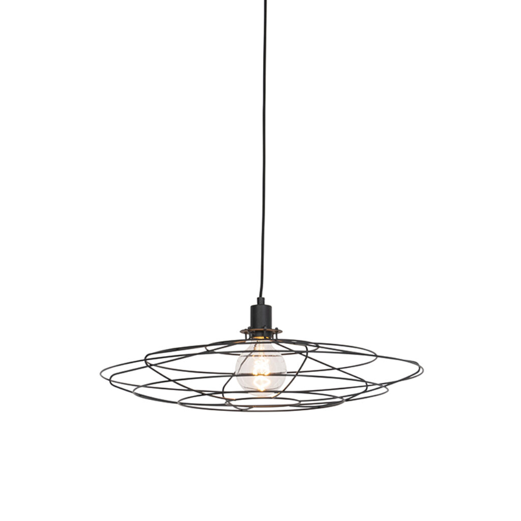 hanglampen Vintage draadlamp 60cm hangend zwart Laurent Staal Zwart is een echte eyecatcher Het mooie waardoor de lichtbron zichtbaar en tegen zwarte stalen