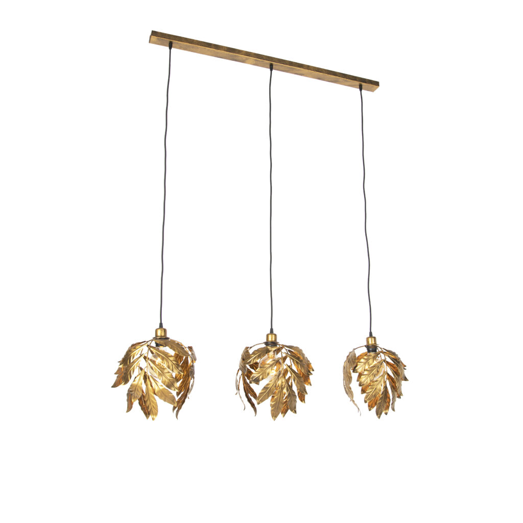 hanglampen Vintage hanglamp antiek goud langwerpig Linden Staal