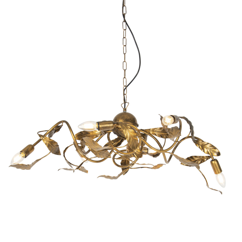 hanglampen Vintage hanglamp antiek goud Linden Staal