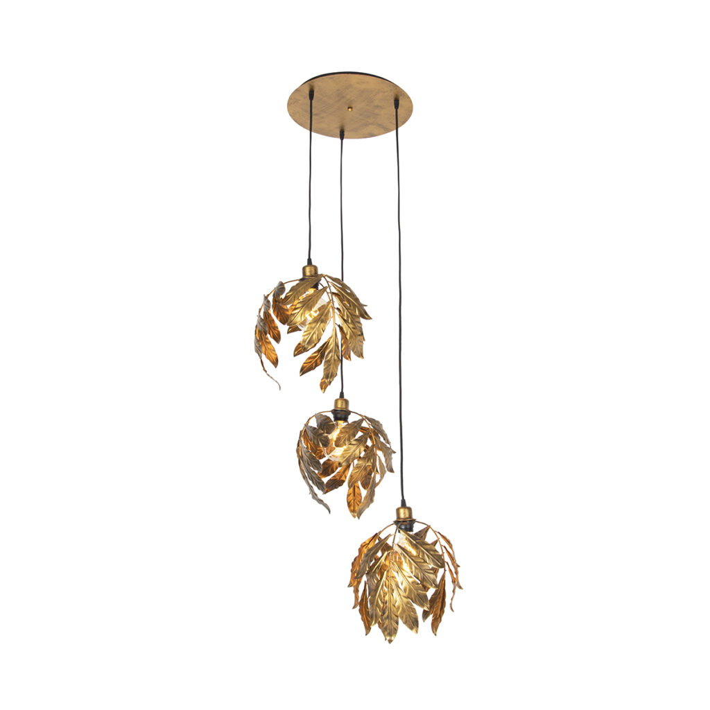 hanglampen Vintage hanglamp antiek goud rond Linden Staal