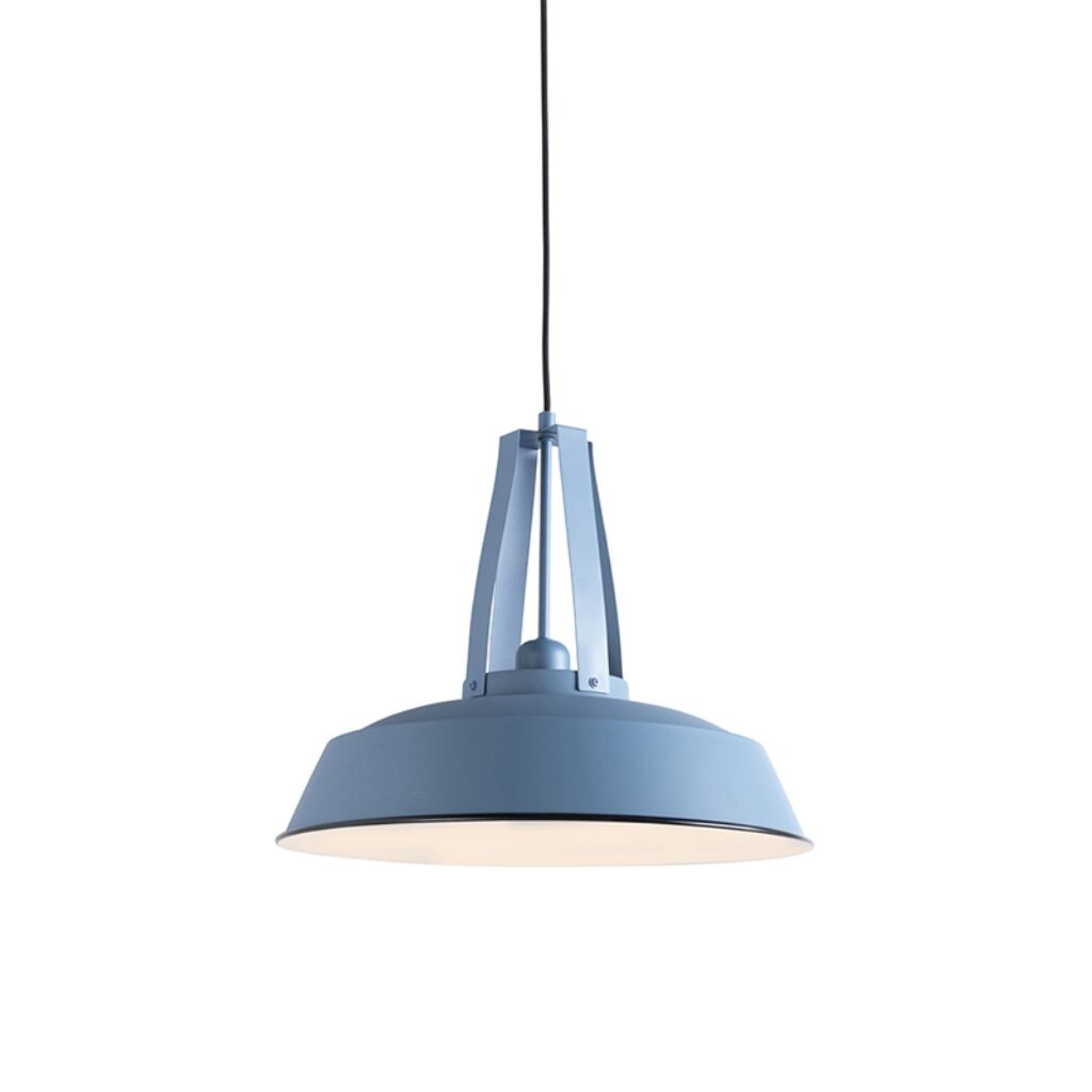 hanglampen Vintage hanglamp blauw 43 cm Living Metaal Blauw Een simpel en tijdloos design heeft deze Living. De matte blauwe kleur van de lampenkap steekt mooi