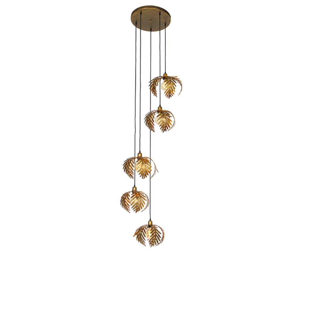 hanglampen Vintage hanglamp goud Botanica Staal Ben je toe aan een eyecatcher voor in Dan is wat Zijn opvallende lampenkap die er uit zien als bladeren zorgen