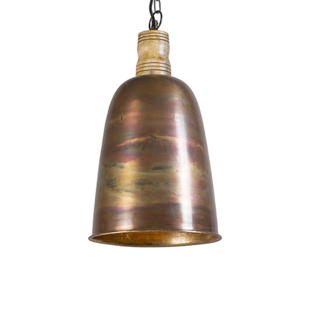 hanglampen Vintage hanglamp koper met goud Burn 1 HoutStaal Koper Een leuke eyecatcher deze Deze metalen koperen kleur geeft direct een sfeervolle uitstraling