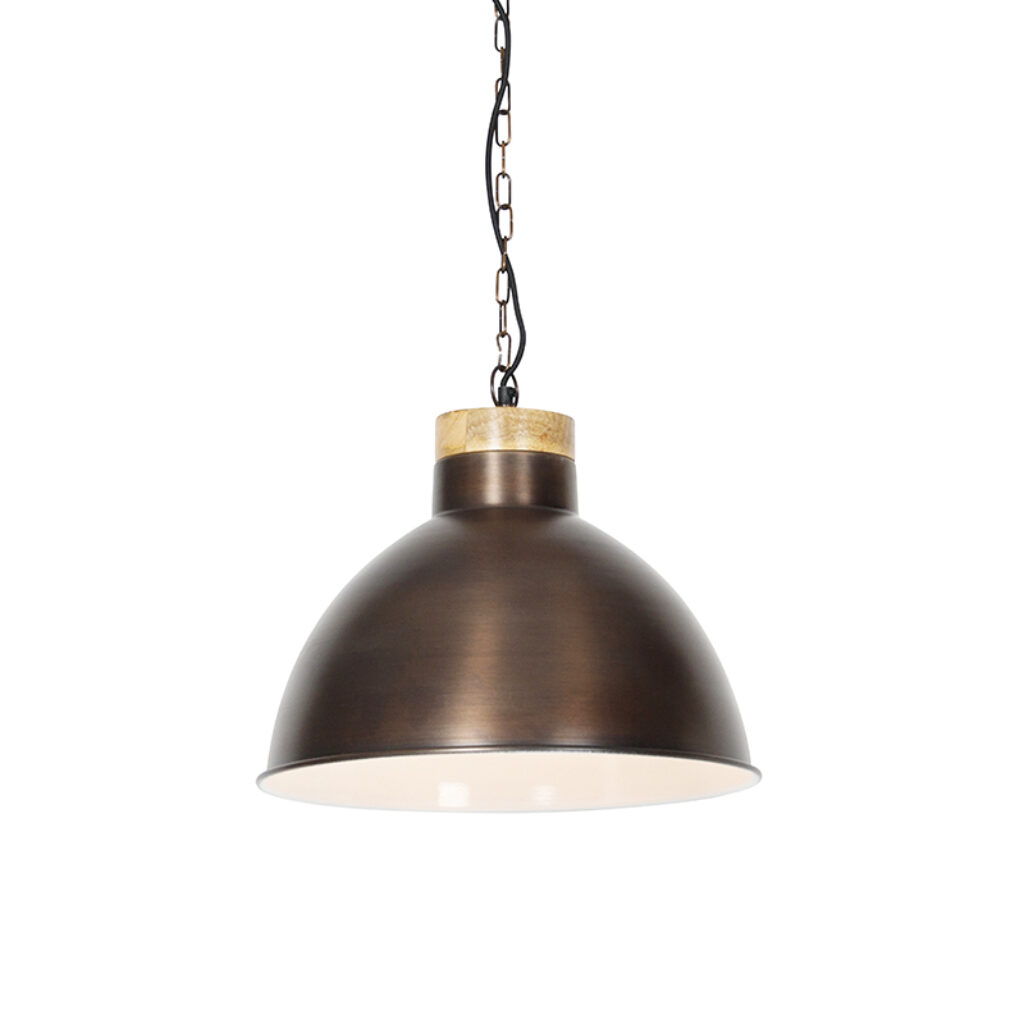 hanglampen Vintage hanglamp koper met hout Pointer StaalHout Koper Is je interieur aan vernieuwing Misschien is deze vintage dan iets voor Hij gemaakt van staal