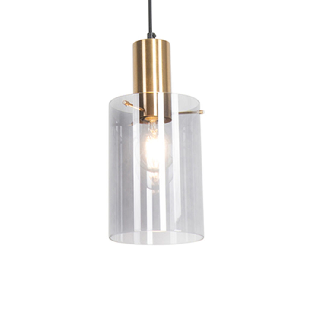 hanglampen Vintage hanglamp messing met smoke glas Vidra GlasStaal Maak je huis stralend deze vintage Vidra. De combinatie van het lampenkapje maakt een echte