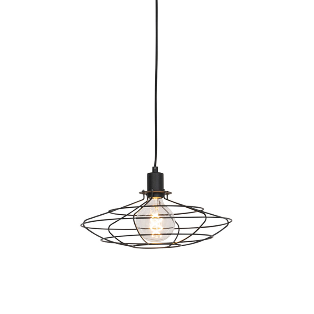 hanglampen Vintage hanglamp zwart 37 cm Laurent Staal Zwart is een echte Het mooie draadlamp waardoor de lichtbron zichtbaar en dat zorgt voor leuk effect. Je