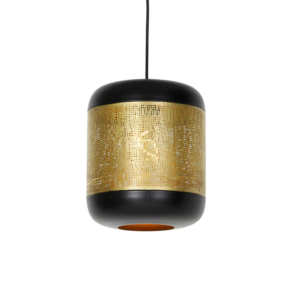 hanglampen Vintage hanglamp zwart met messing Kayleigh Staal Ga voor een stijlvolle vintage toevoeging in huis onze collectie. Deze is afgewerkt en deze