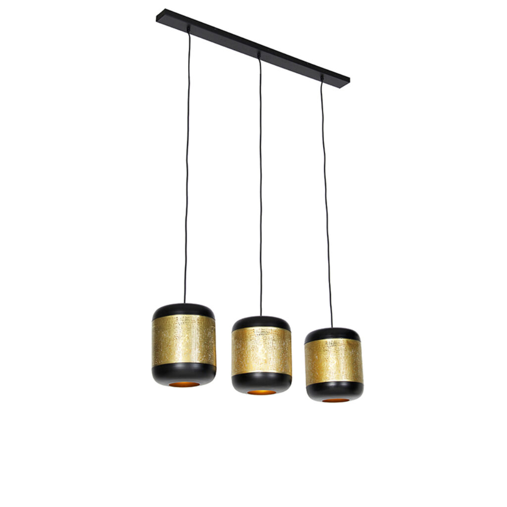 hanglampen Vintage hanglamp zwart met messing langwerpig Kayleigh Staal Ga voor een stijlvolle vintage toevoeging in huis onze collectie. Deze is afgewerkt