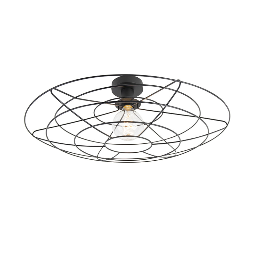 hanglampen Vintage zwart 60 cm Laurent Staal Zwart is een echte eyecatcher Het mooie draadlamp waardoor de lichtbron zichtbaar en dat zorgt voor leuk effect. Je