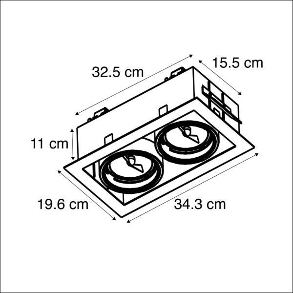 Inbouwspot messing verstelbaar 2-lichts - Oneon - Afbeelding 3