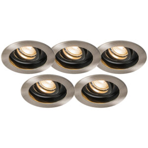 inbouwspots Inbouwspot Rondoo staal set van 5 Aluminium Staal Met deze inbouwspot haal je een stijlvol en luxueus design in huis door de vorm het gebruik