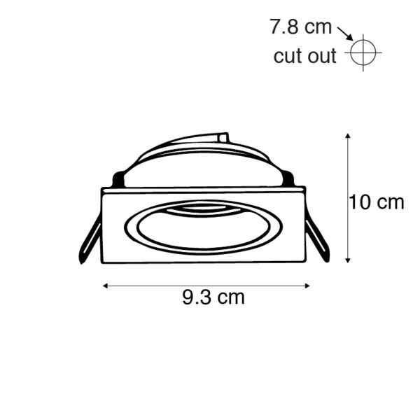 Inbouwspot vierkant aluminium draai- en kantelbaar - Chuck - Afbeelding 3