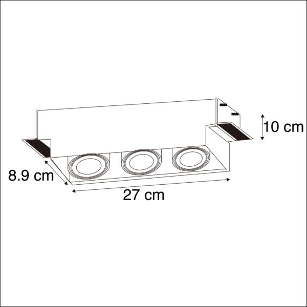 Inbouwspot wit draai- en kantelbaar trimless 3-lichts - Oneon - Afbeelding 3