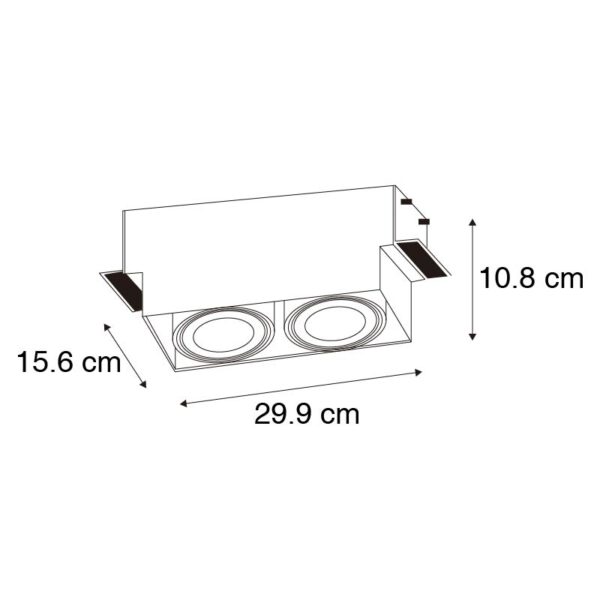 Inbouwspot wit GU10 AR111 trimless 2-lichts - Oneon - Afbeelding 3