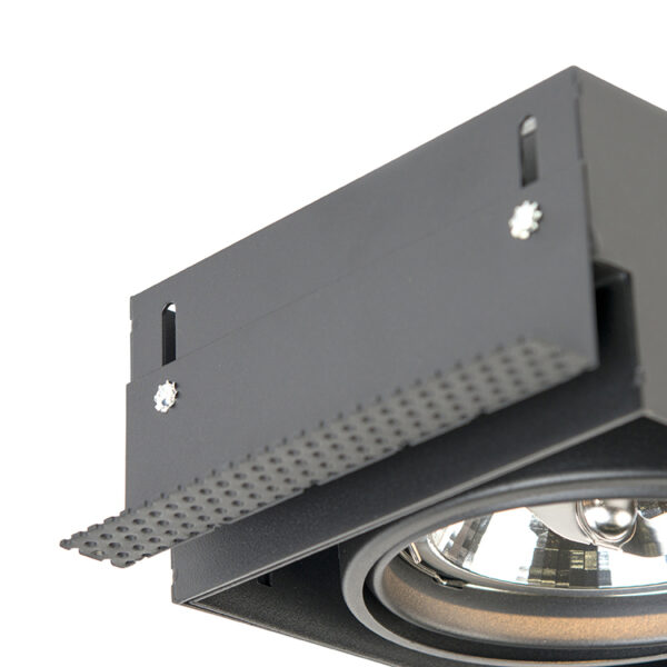 Inbouwspot zwart AR111 draai- en kantelbaar trimless 2-lichts - Oneon - Afbeelding 2