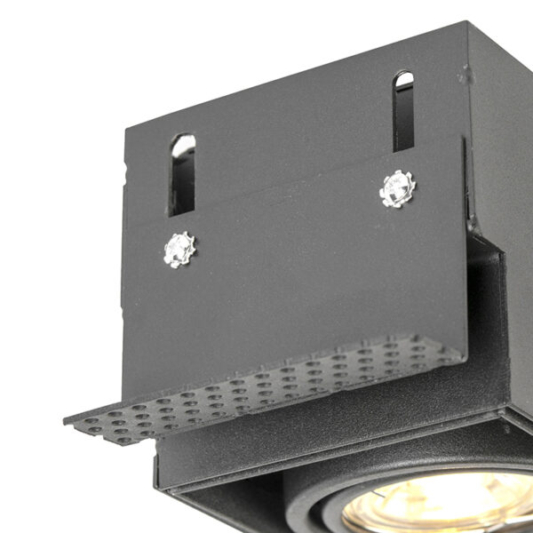 Inbouwspot zwart GU10 draai- en kantelbaar trimless 2-lichts - Oneon - Afbeelding 2