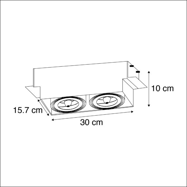 Inbouwspot zwart AR111 draai- en kantelbaar trimless 2-lichts - Oneon - Afbeelding 3