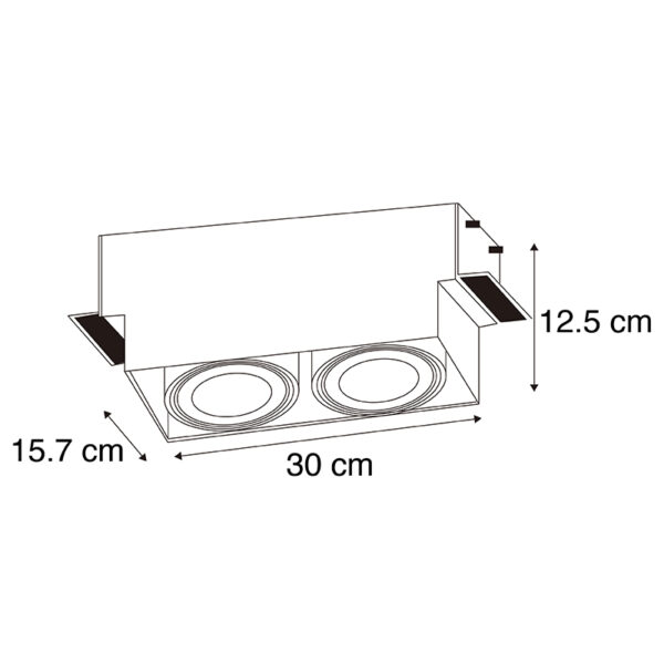 Inbouwspot zwart GU10 AR111 Trimless 2-lichts - Oneon - Afbeelding 3