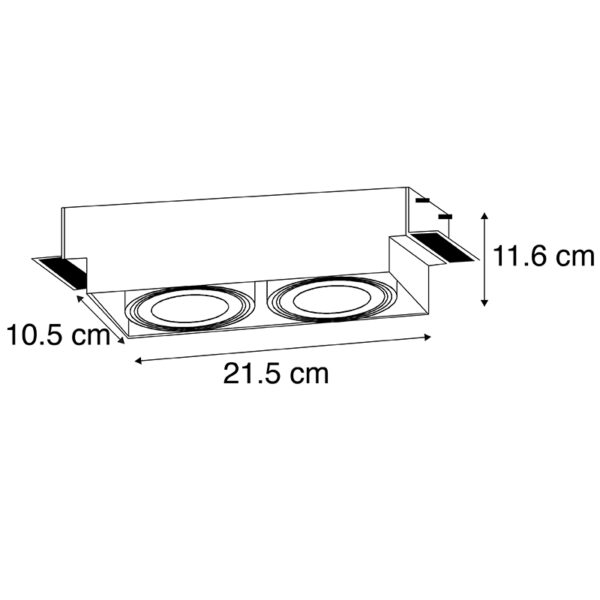 Inbouwspot zwart GU10 AR70 trimless 2-lichts - Oneon - Afbeelding 3