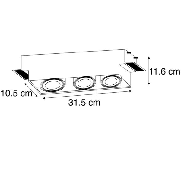 Inbouwspot zwart GU10 AR70 trimless 3-lichts - Oneon - Afbeelding 3