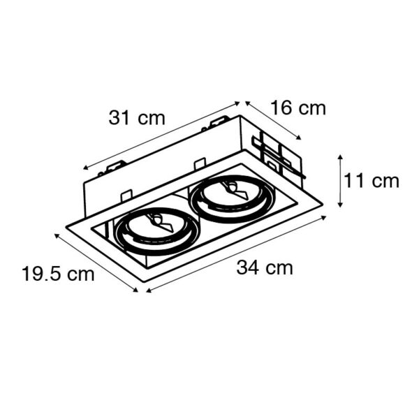 Inbouwspot zwart AR111 verstelbaar 2-lichts - Oneon - Afbeelding 3
