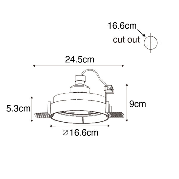 Moderne inbouwspot wit GU10 AR111 rond trimless - Oneon - Afbeelding 3