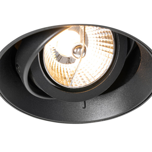 Moderne inbouwspot zwart GU10 AR70 rond trimless - Oneon - Afbeelding 2