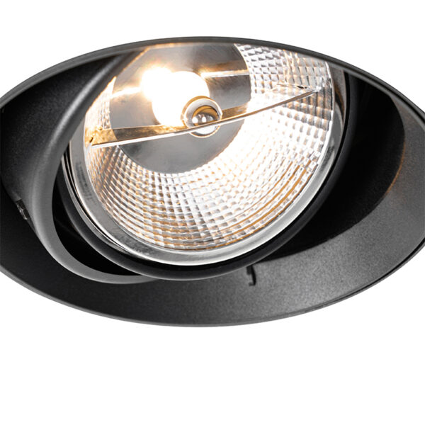 Moderne inbouwspot zwart GU10 AR111 rond trimless - Oneon - Afbeelding 2