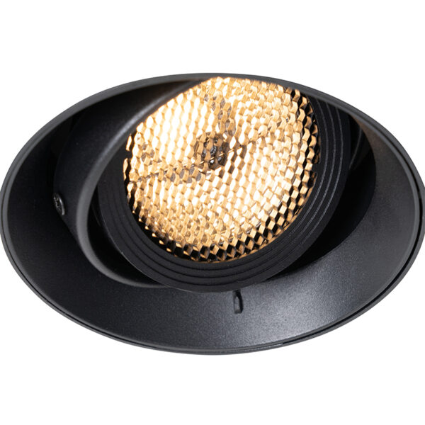 Moderne inbouwspot zwart GU10 AR70 rond trimless - Oneon Honey - Afbeelding 2