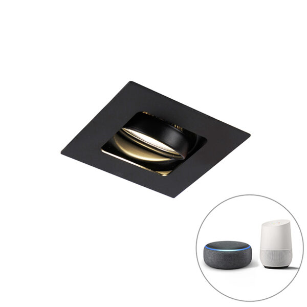 inbouwspots Moderne Smart inbouwspot zwart incl. WiFi GU10 Artemis Staal Zwart De is een tijdloze perfect in de keuken hal of woonkamer. spot en kantelbaar kan