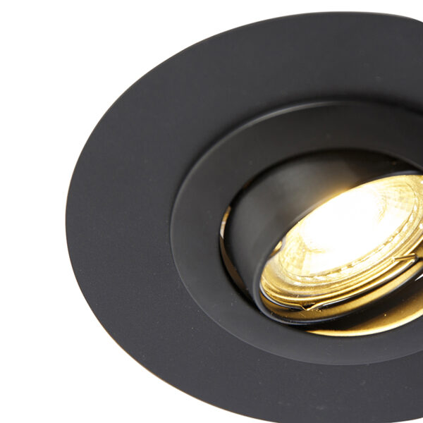 Ronde inbouwspot zwart kantelbaar met opvulring - Edu - Afbeelding 2