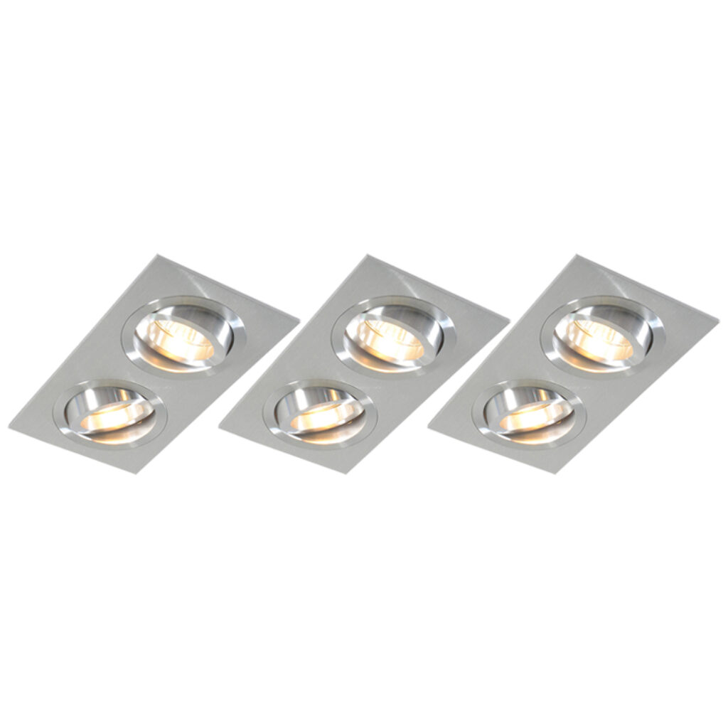 inbouwspots Set van 3 aluminium kantelbaar Lock 2 Aluminium Deze inbouwspot past volledig in een moderne omgeving hij staat leuk de hal of Met IP20 is deze