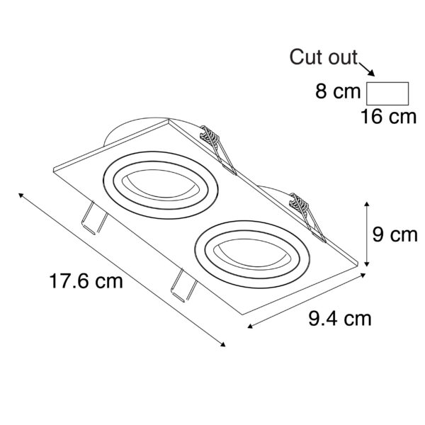 Set van 3 inbouwspots aluminium kantelbaar - Lock 2 - Afbeelding 3