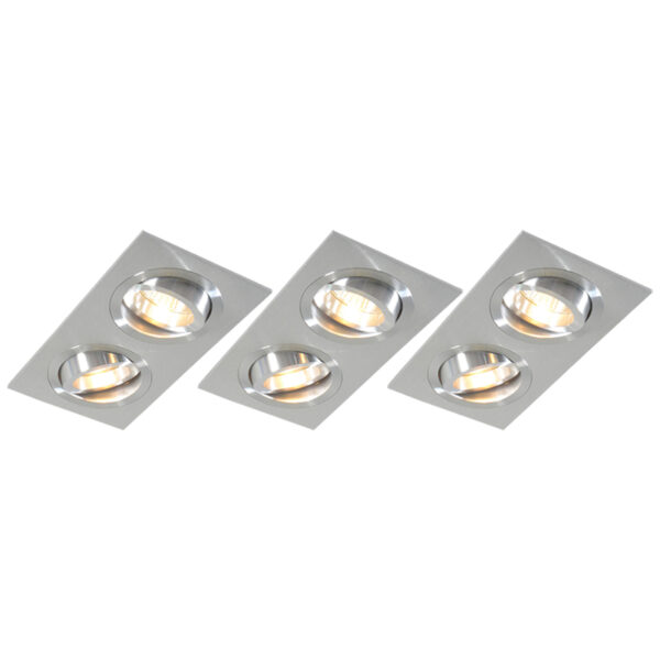 inbouwspots Set van 3 aluminium kantelbaar Lock 2 Aluminium Deze inbouwspot past volledig in een moderne omgeving hij staat leuk de hal of Met IP20 is deze