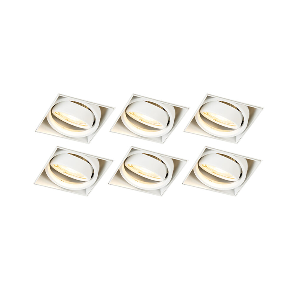 inbouwspots Set van 6 inbouwspot wit GU10 kantelbaar trimless Oneon Staal Wit